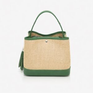 sac à main en raphia naturel et cuir – Élégance estivale & caractère